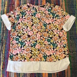 Banana Republic Floral Short Sleeve Blouse Size L